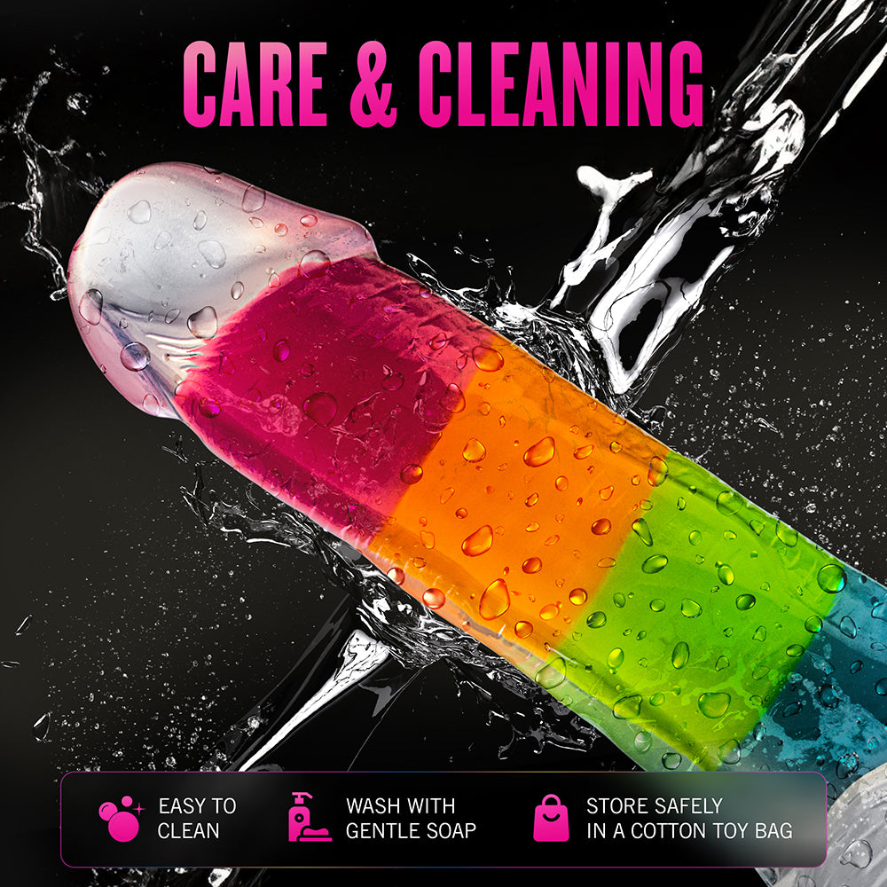 Neo Elite Glow-in-the-Dark Rainbow Rave 6.5 inches Silicone Dual Density Dildo