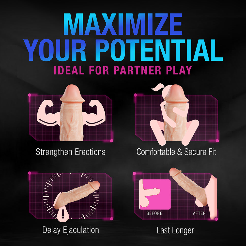 Performance Plus Intrepid 2 inches Silicone Penis Xtender Beige