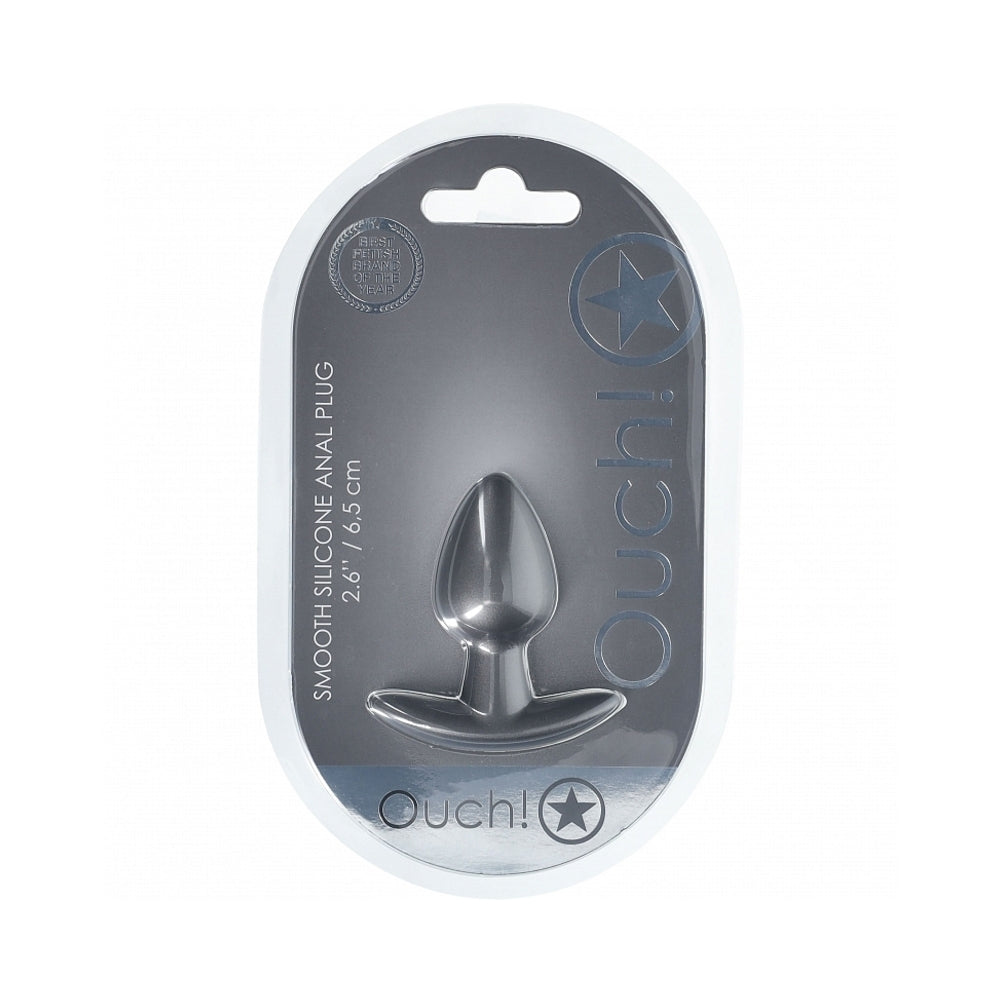 Ouch! Smooth Silicone Anal Plug Small 2.6 inches Gun Metal