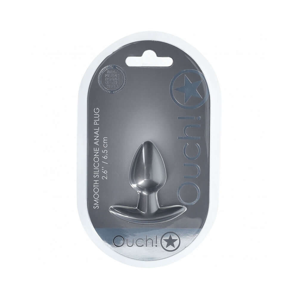 Ouch! Smooth Silicone Anal Plug Small 2.6 inches Gun Metal