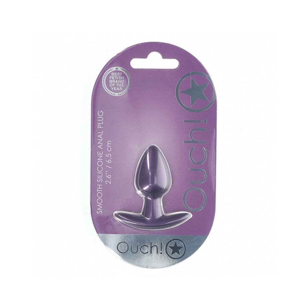 Ouch! Smooth Silicone Anal Plug Small 2.6 inches Metallic Purple