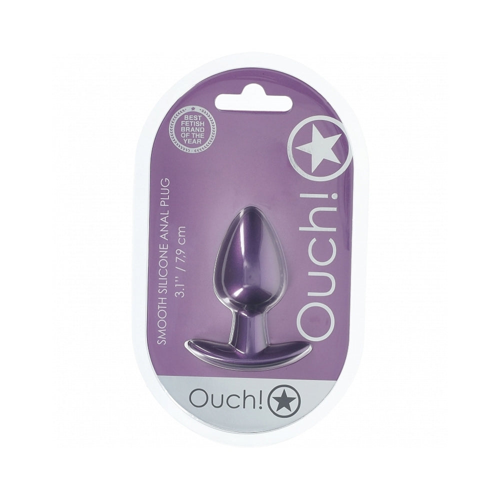 Ouch! Smooth Silicone Anal Plug Medium 3.1 inches Metallic Purple