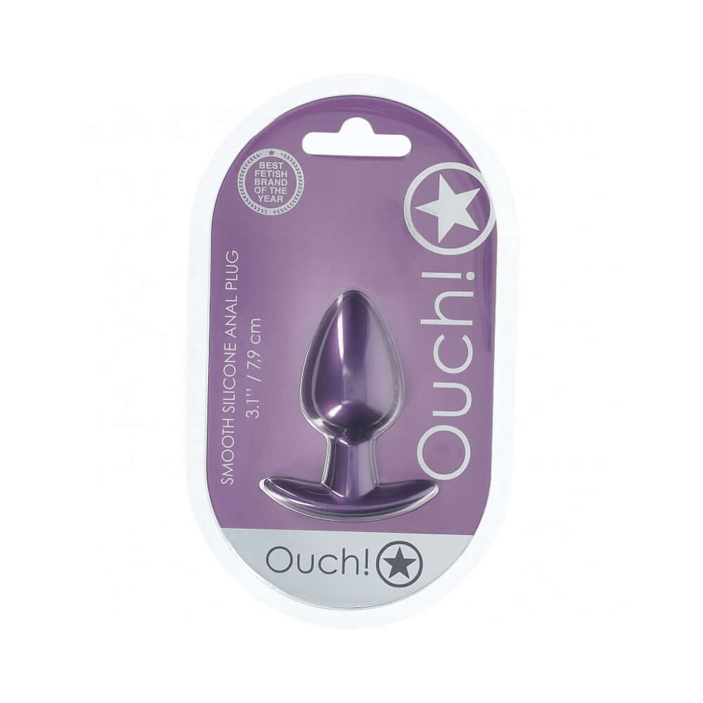 Ouch! Smooth Silicone Anal Plug Medium 3.1 inches Metallic Purple
