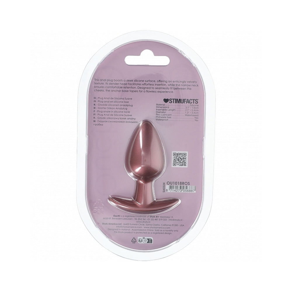 Ouch! Smooth Silicone Anal Plug Medium 3.1 inches Rose Gold