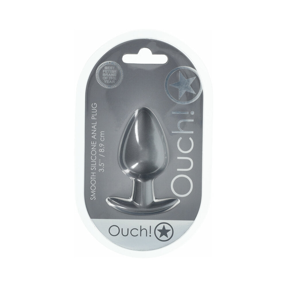 Ouch! Smooth Silicone Anal Plug Large 3.5 inches Gun Metal