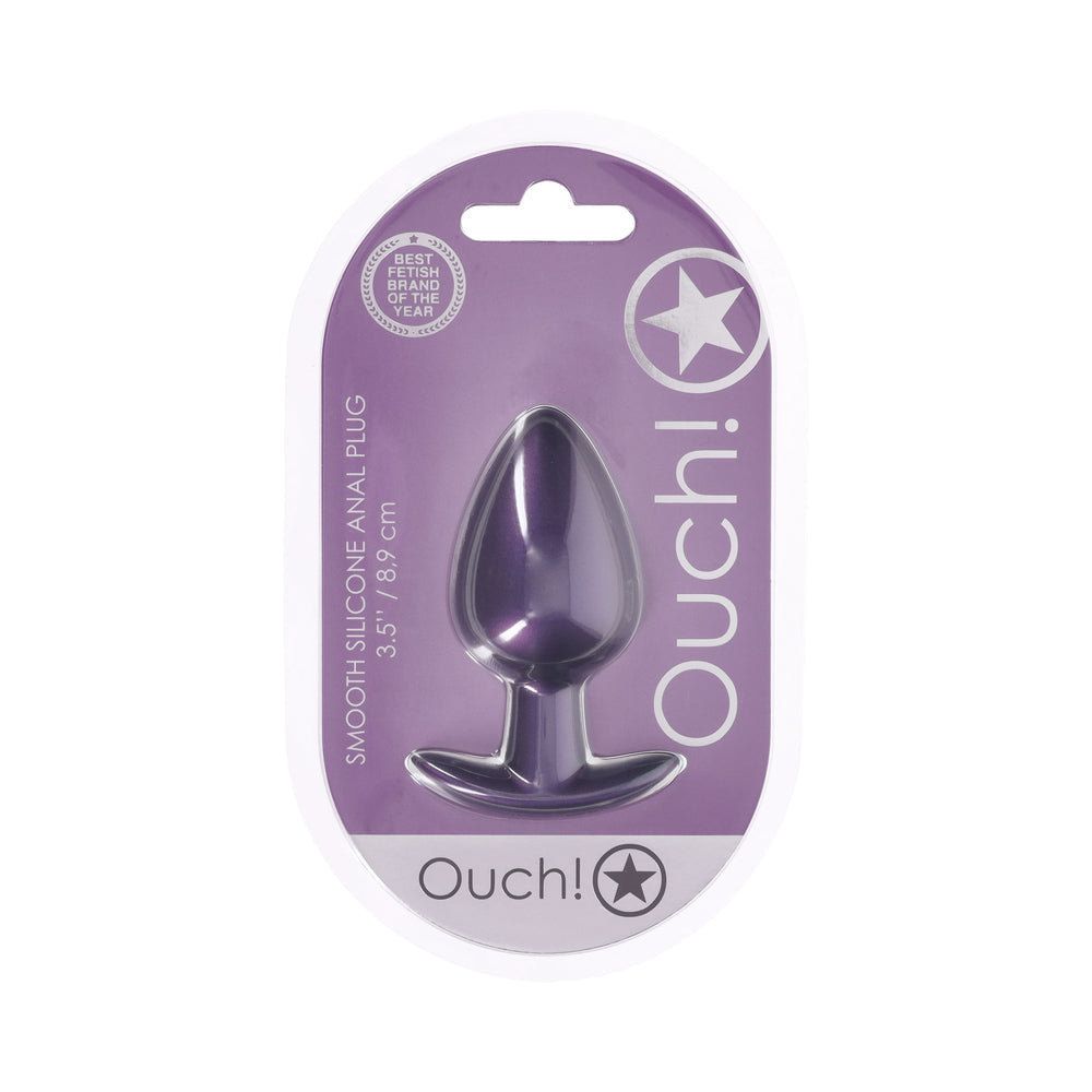 Ouch! Smooth Silicone Anal Plug Large 3.5 inches Metallic Purple
