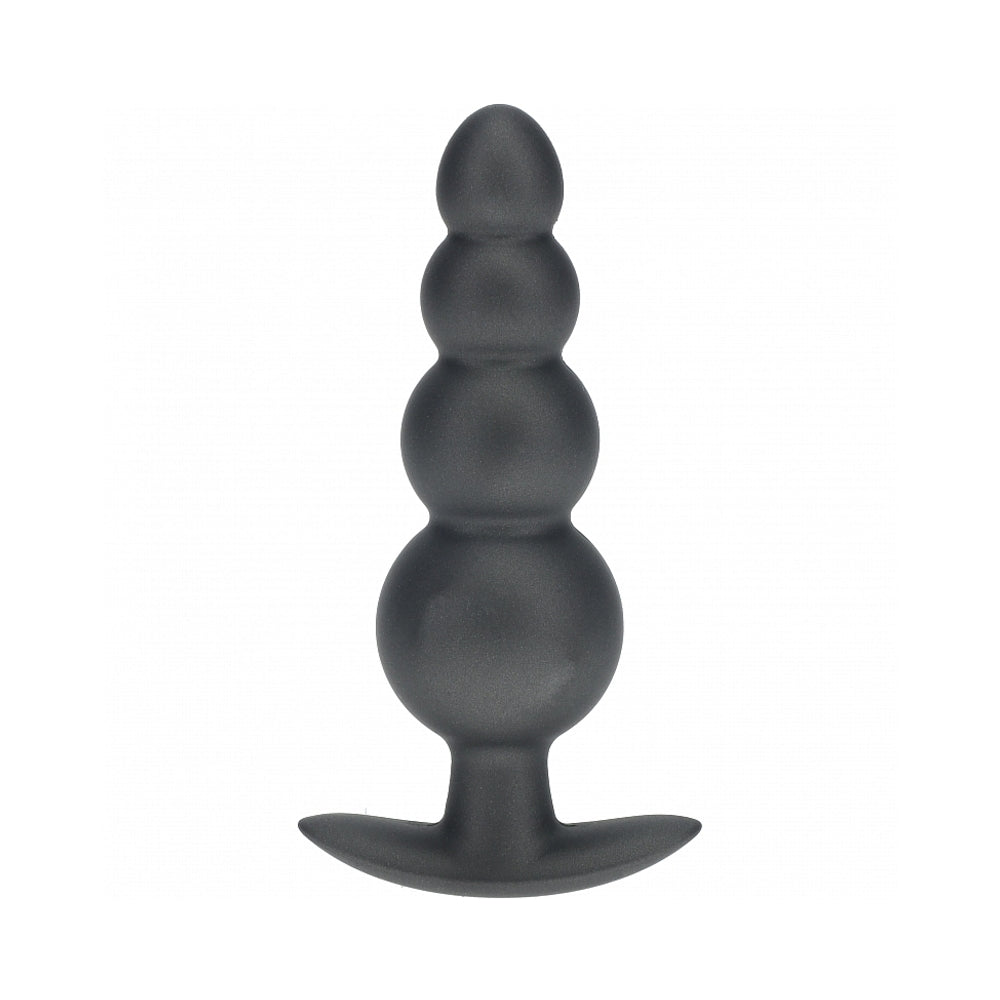 Ouch! Smooth Silicone Beaded Anal Plug 4.6 inches Gun Metal