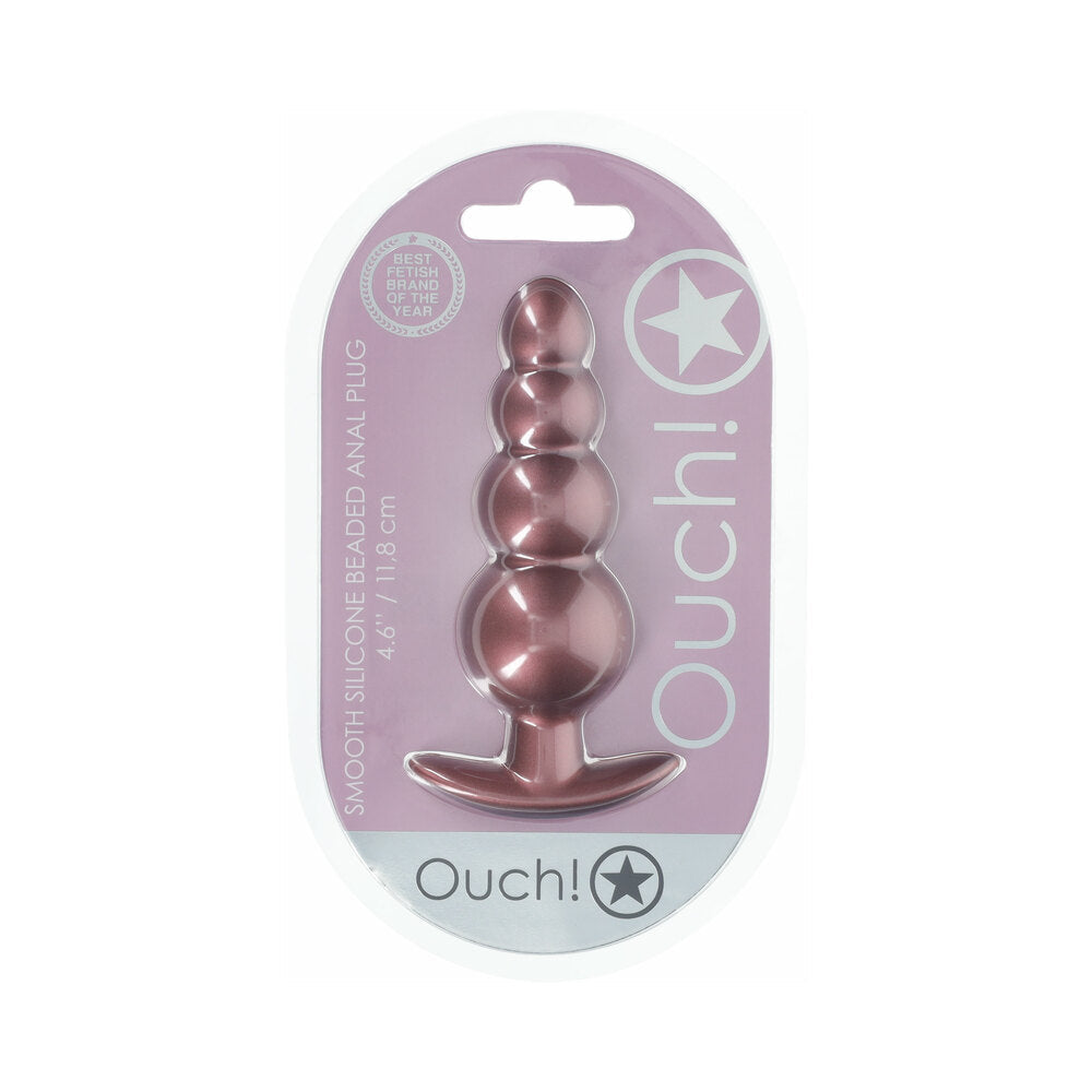 Ouch! Smooth Silicone Beaded Anal Plug 4.6 inches Rose Gold