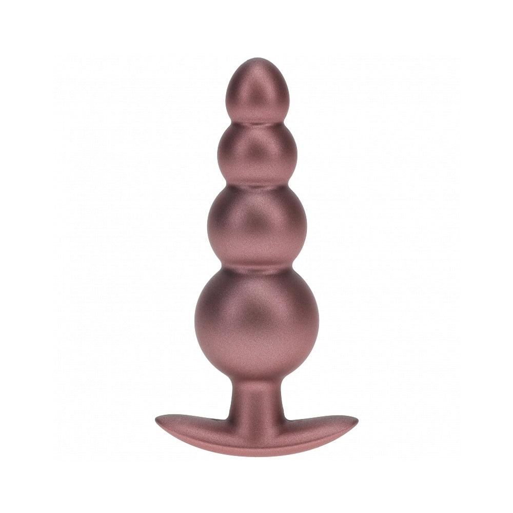 Ouch! Smooth Silicone Beaded Anal Plug 4.6 inches Rose Gold