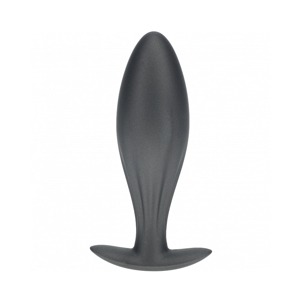 Ouch! Smooth Silicone Oval Anal Plug 4.6 inches Gun Metal