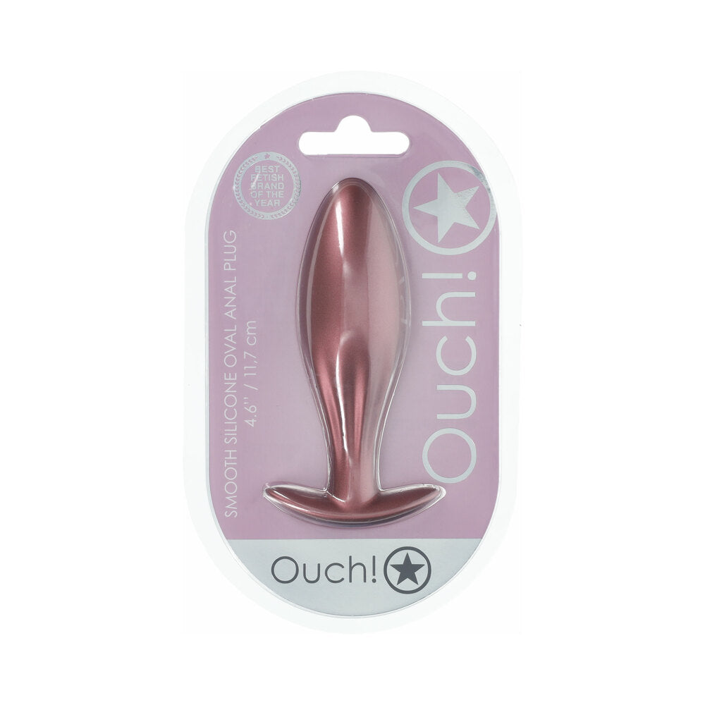 Ouch! Smooth Silicone Oval Anal Plug 4.6 inches Rose Gold
