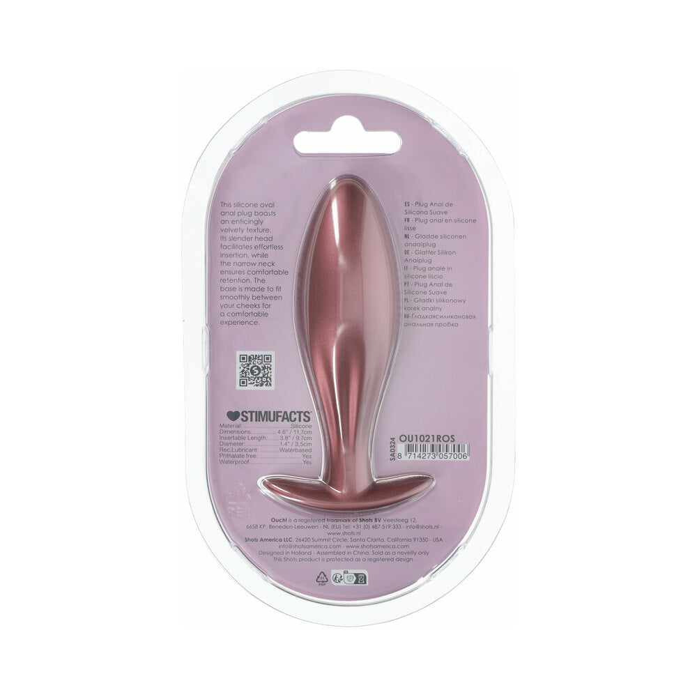 Ouch! Smooth Silicone Oval Anal Plug 4.6 inches Rose Gold