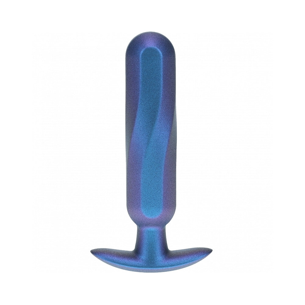 Ouch! Smooth Silicone Oblong Anal Plug 4.6 inches Metallic Blue