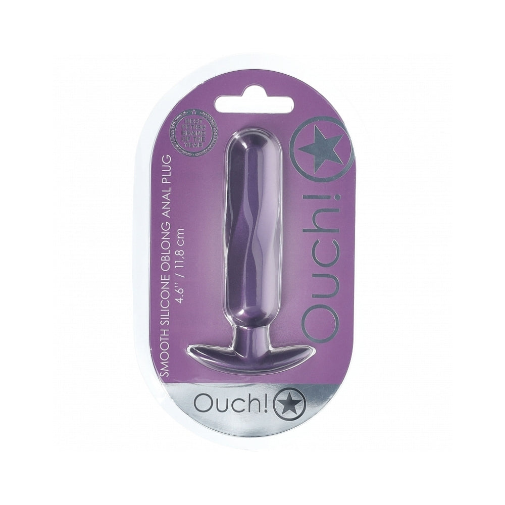 Ouch! Smooth Silicone Oblong Anal Plug 4.6 inches Metallic Purple