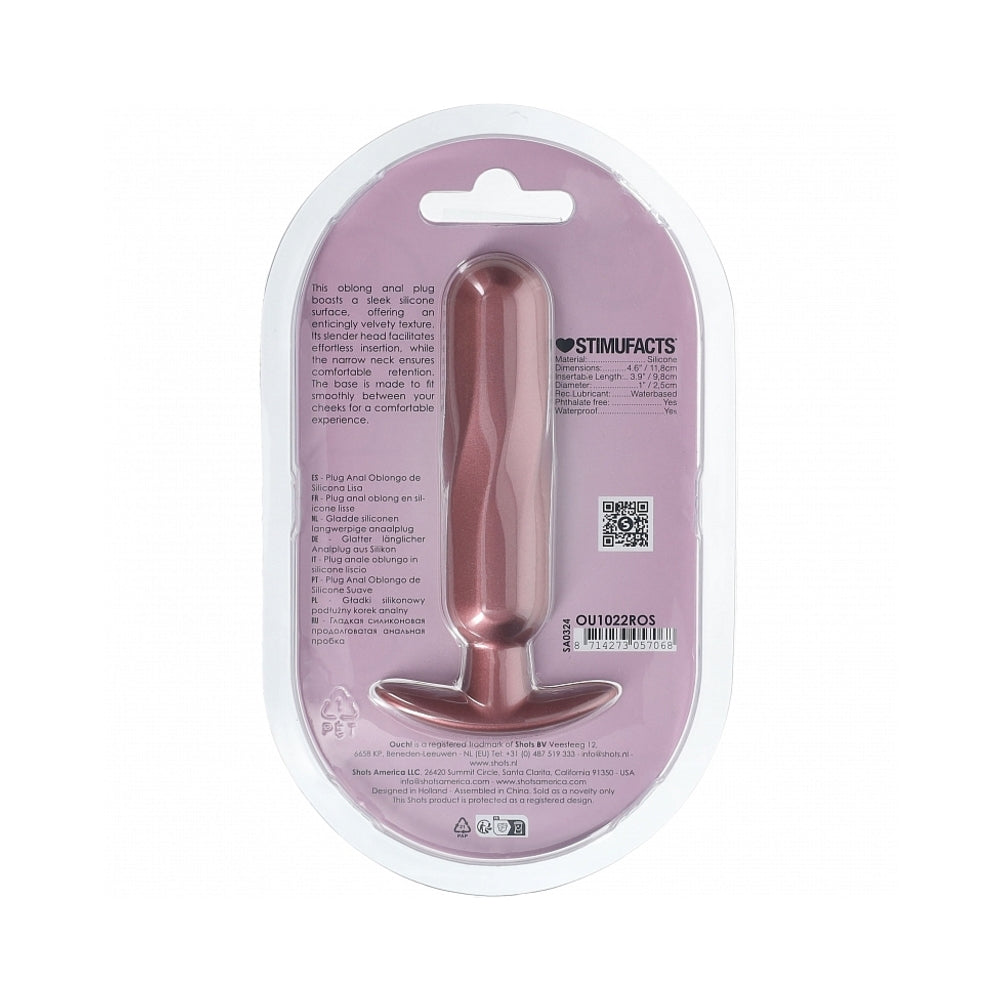 Ouch! Smooth Silicone Oblong Anal Plug 4.6 inches Rose Gold