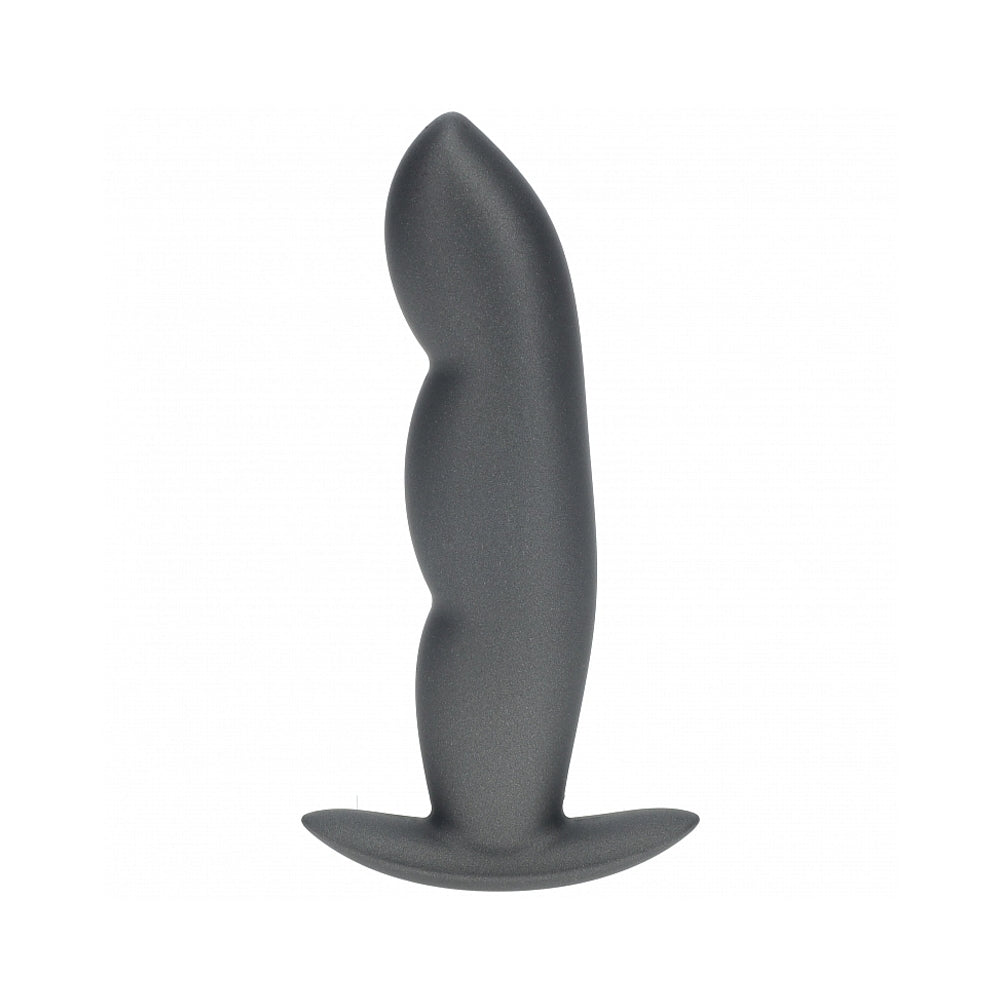 Ouch! Smooth Silicone Finger Anal Plug 4.6 inches Gun Metal