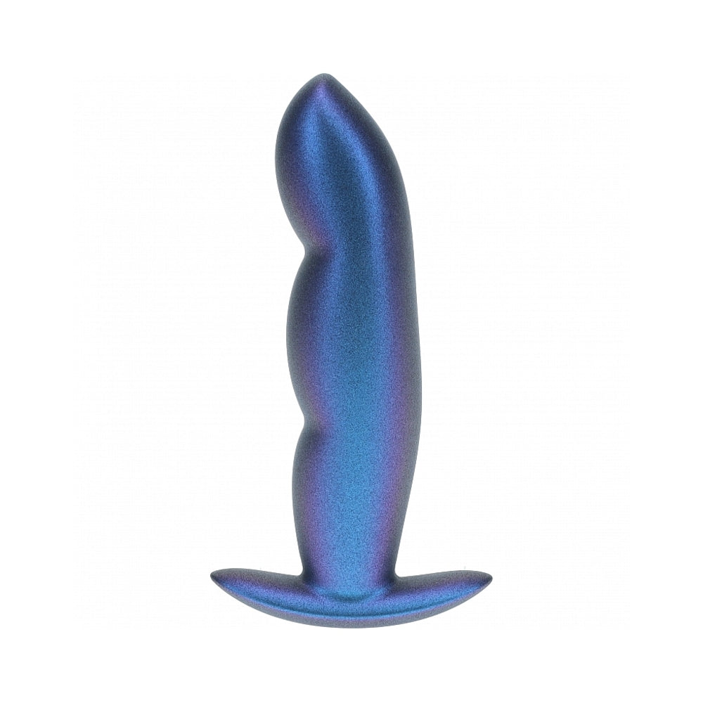 Ouch! Smooth Silicone Finger Anal Plug 4.6 inches Metallic Blue