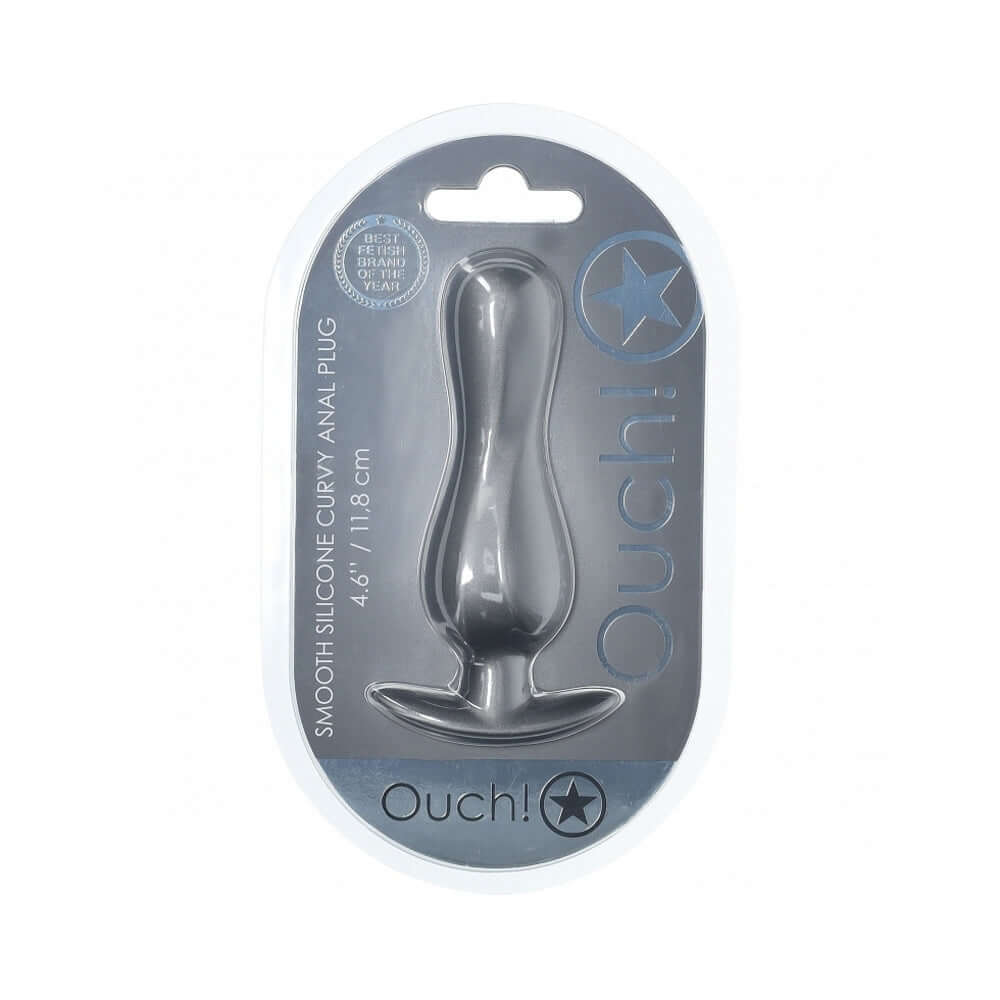 Ouch! Smooth Silicone Curvy Anal Plug 4.6 inches Gun Metal