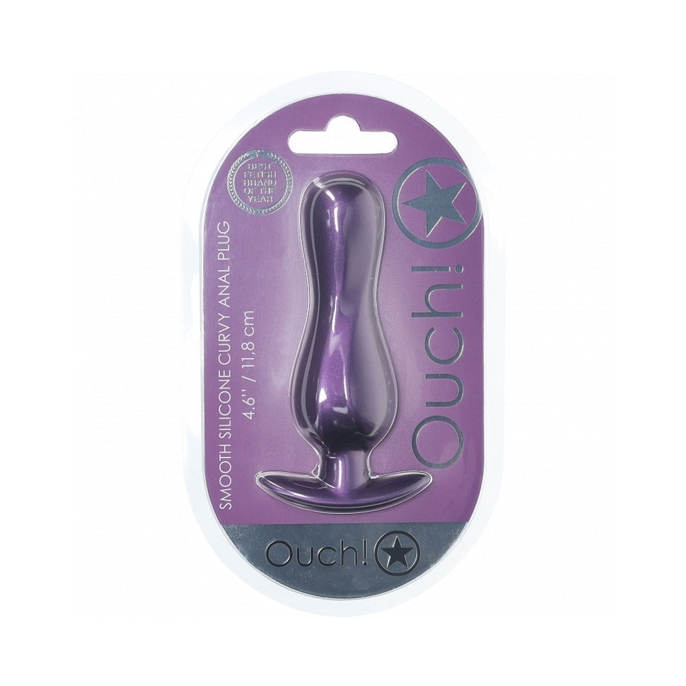 Ouch! Smooth Silicone Curvy Anal Plug 4.6 inches Metallic Purple