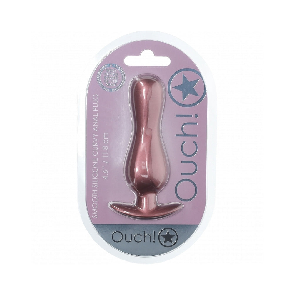 Ouch! Smooth Silicone Curvy Anal Plug 4.6 inches Rose Gold