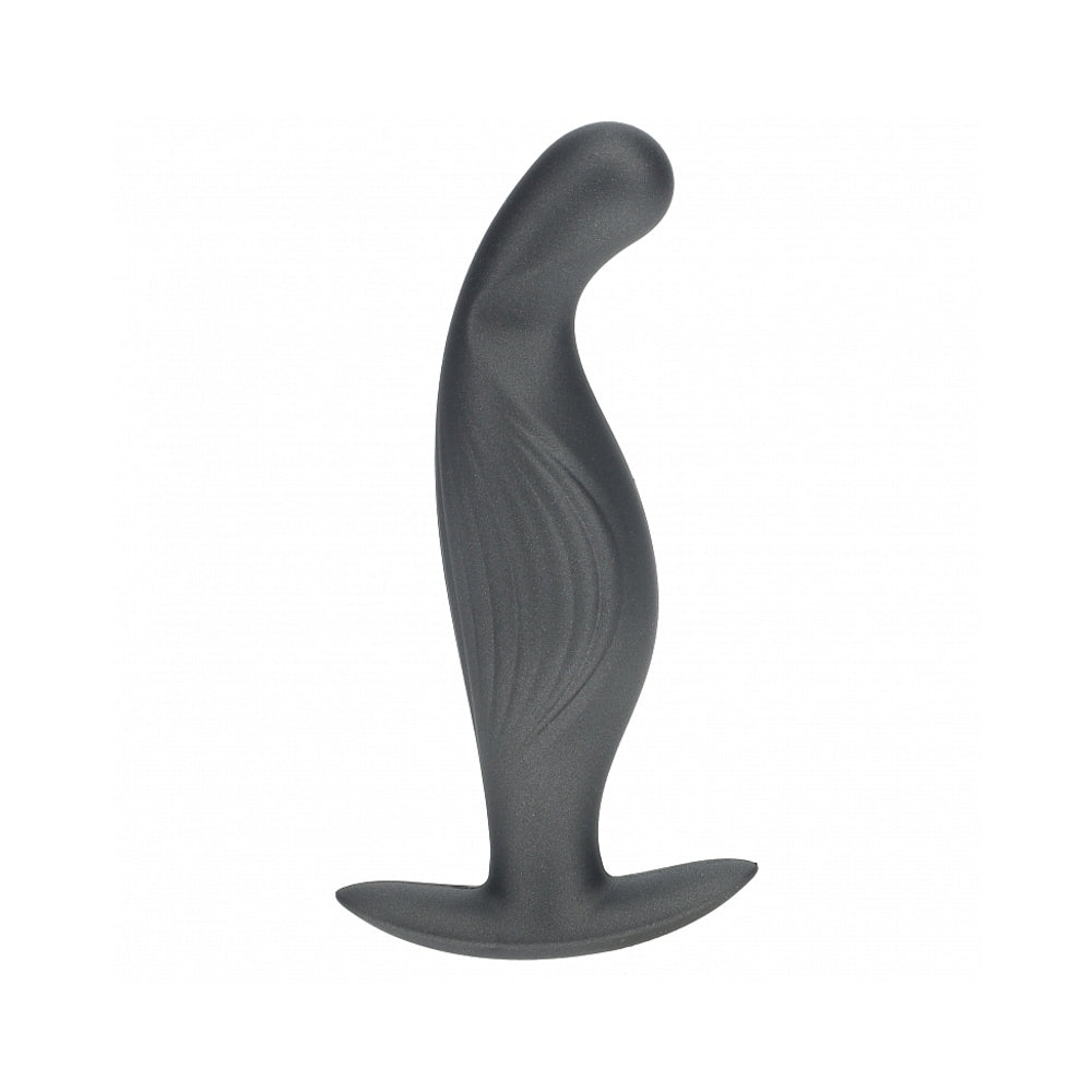 Ouch! Smooth Silicone P-Spot Anal Plug 4.6 inches Gun Metal