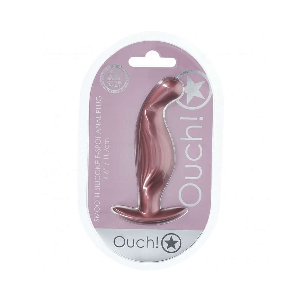 Ouch! Smooth Silicone P-Spot Anal Plug 4.6 inches Rose Gold
