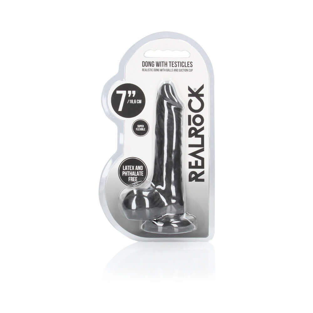 RealRock Realistic Dildo with Balls 7 inches Black