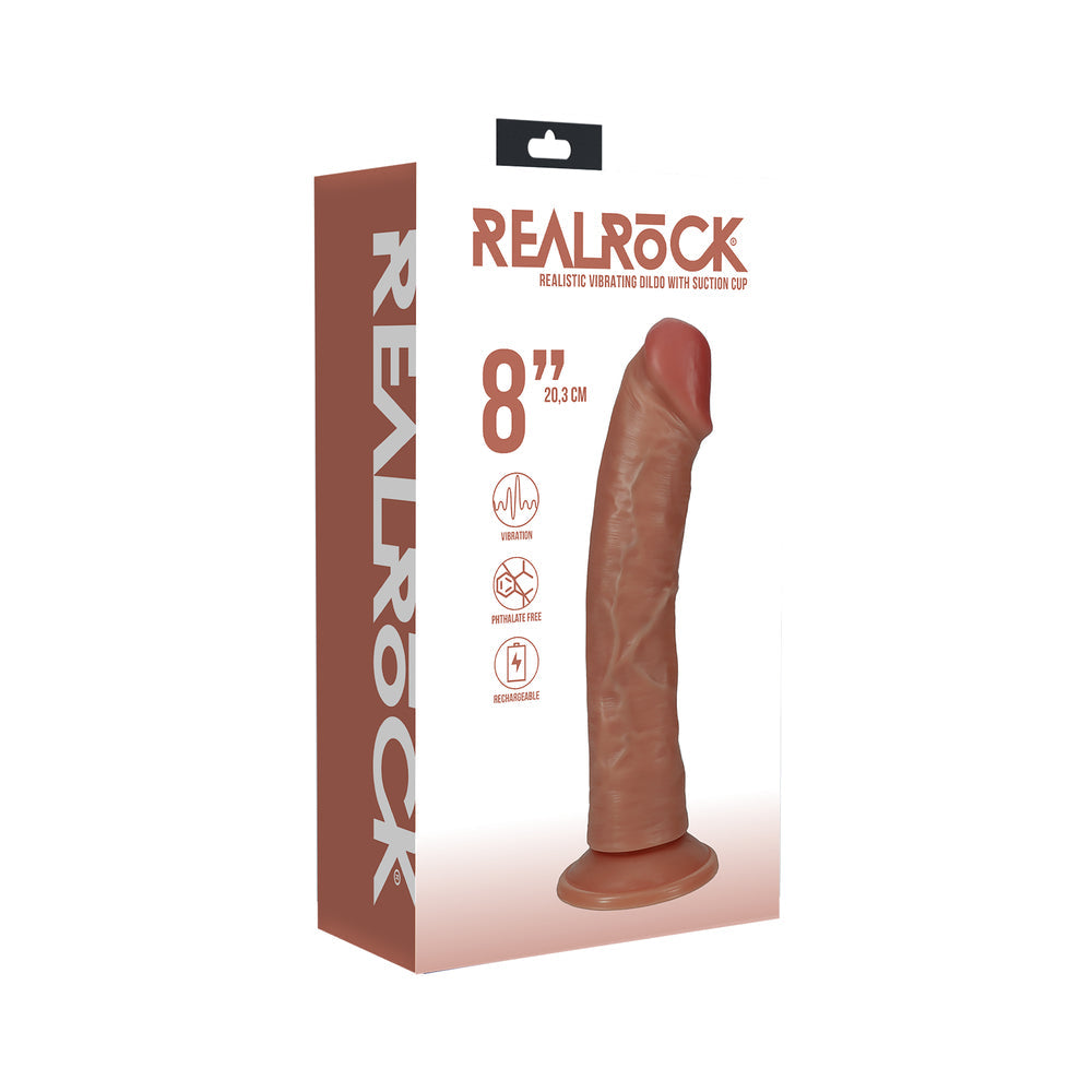 RealRock 8 inches Vibrating Cock Regular Curved Tan