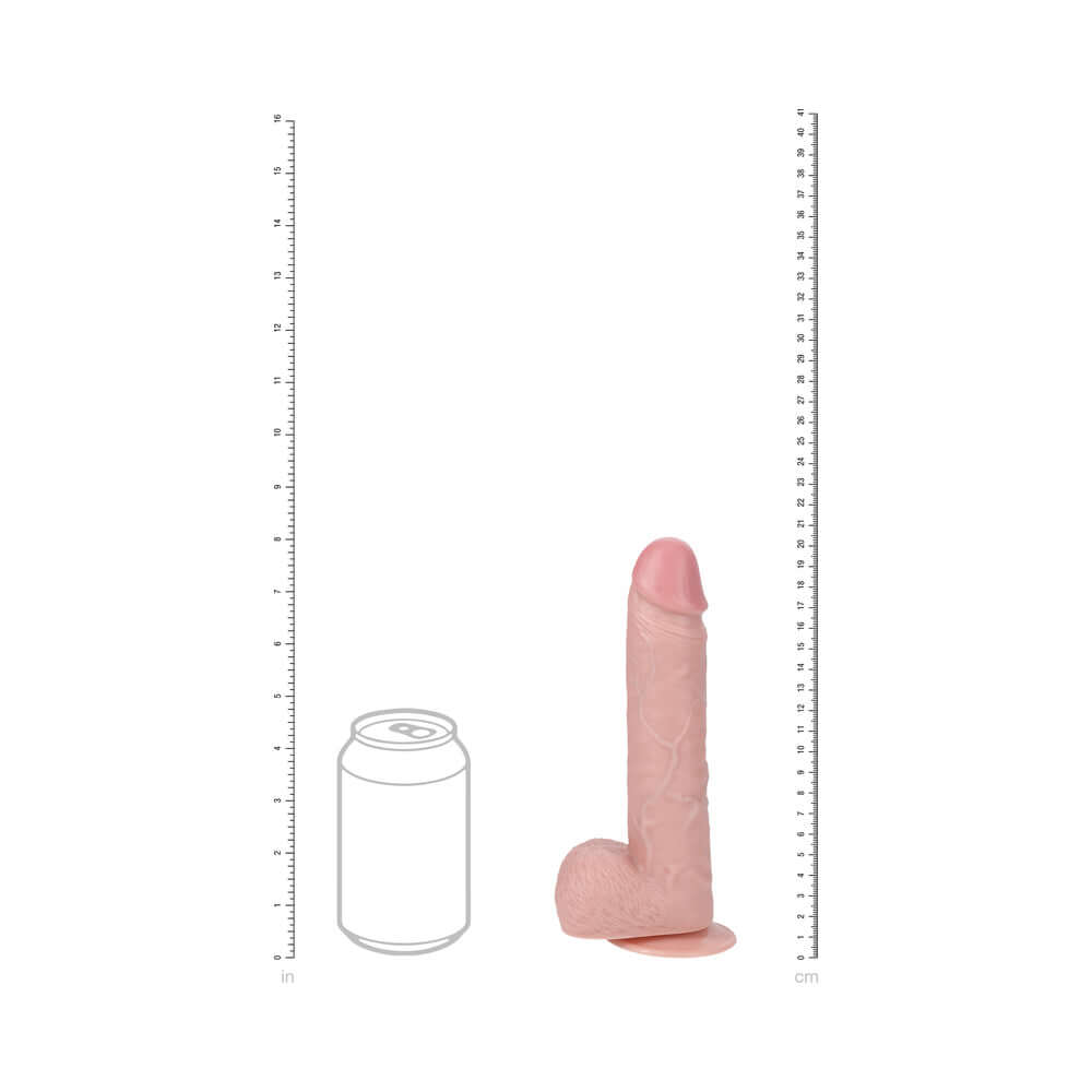 RealRock 8 inches Vibrating and Thrusting Cock with Balls Regular Straight Beige