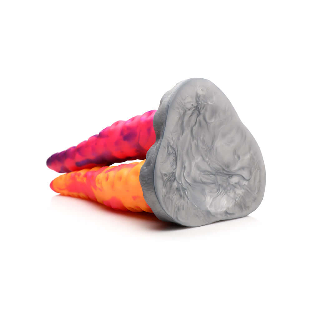 Creature Cocks Tentacle Trio Silicone Dildo featuring vibrant tentacles in orange, pink, and blue for fantasy play.