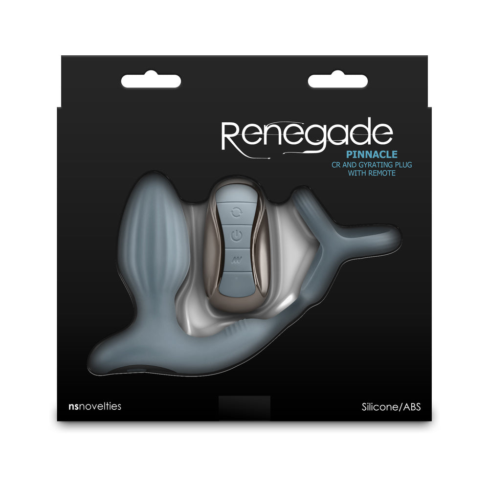 Renegade Pinnacle Rechargeable Cockring and Gyrating Plug with Remote Gray
