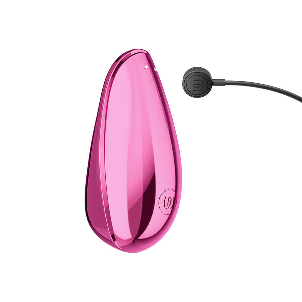 Womanizer x Iggy Azalea Liberty 2 Special Edition Metal Pink clitoral stimulator in vibrant metallic pink.