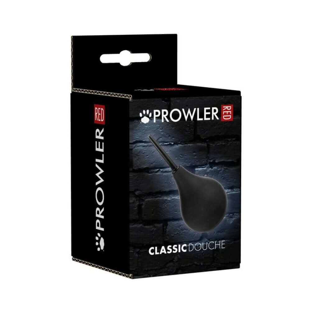 Prowler RED Medium Bulb Douche Black packaging with sleek black design and product details on a black background.