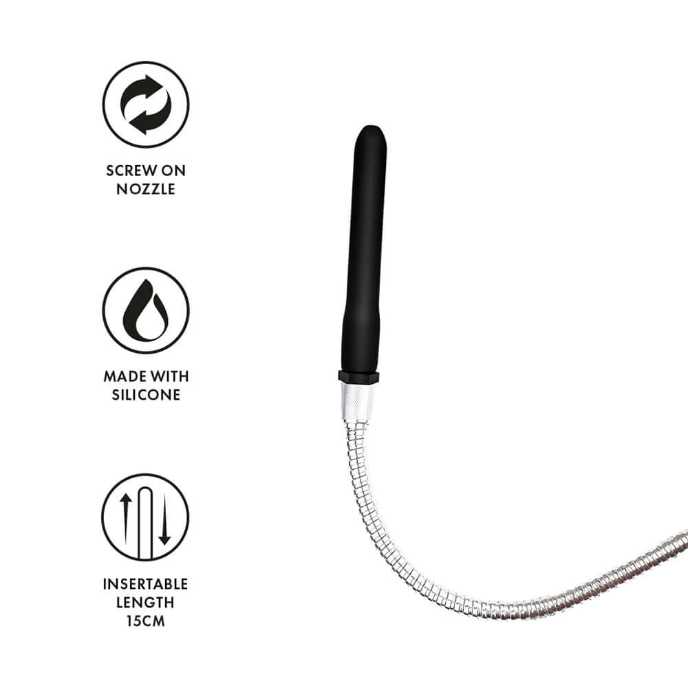 Prowler RED Shower Shot Small with silicone nozzle and flexible hose for convenient cleansing.