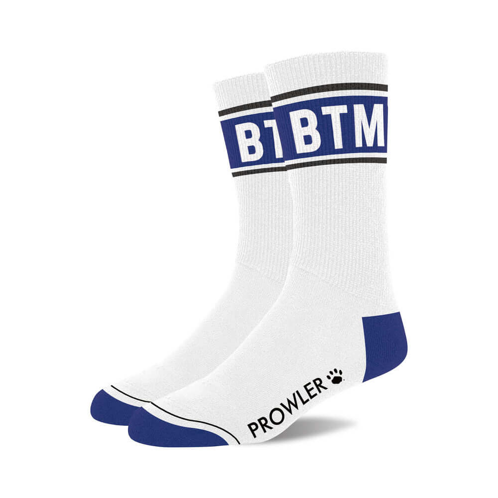 Prowler Btm Socks featuring a white base and bold blue accents for a stylish and playful look.