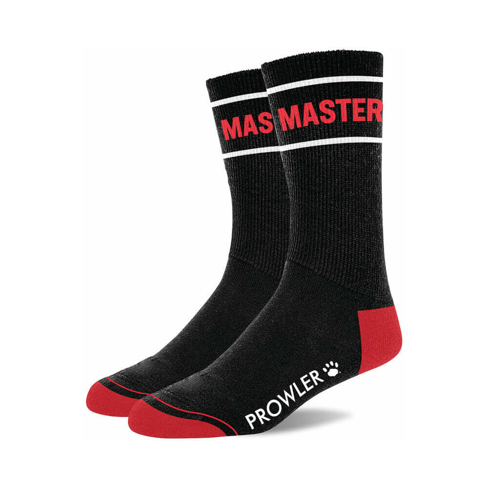 Prowler RED Master Socks showcasing a bold design with black and red colors, perfect for confident men.
