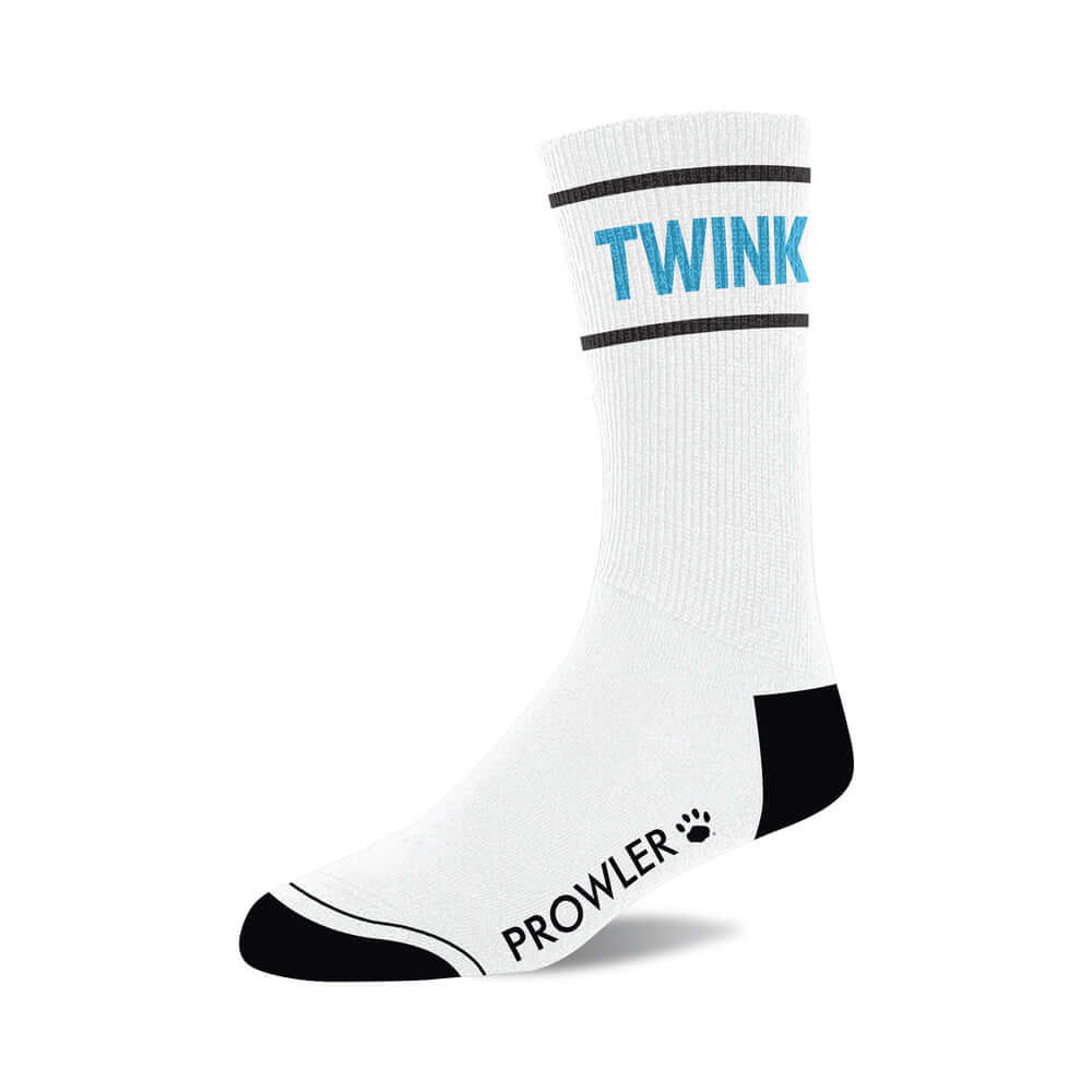 Prowler RED Twink Socks featuring a stylish white base and bold 'TWINK' print on the band, ideal for a playful wardrobe.