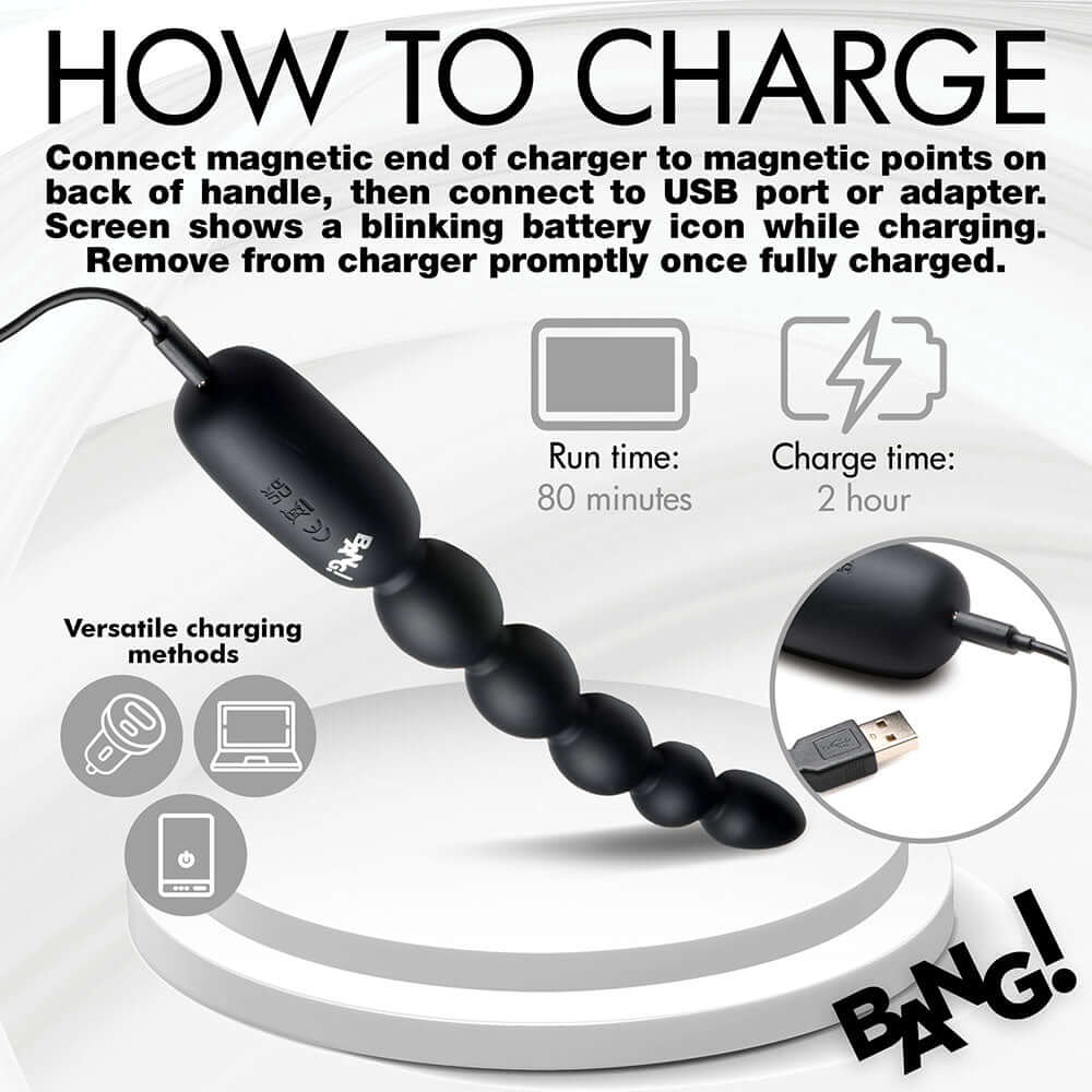 BANG! Digital Silicone Anal Beads Vibrator