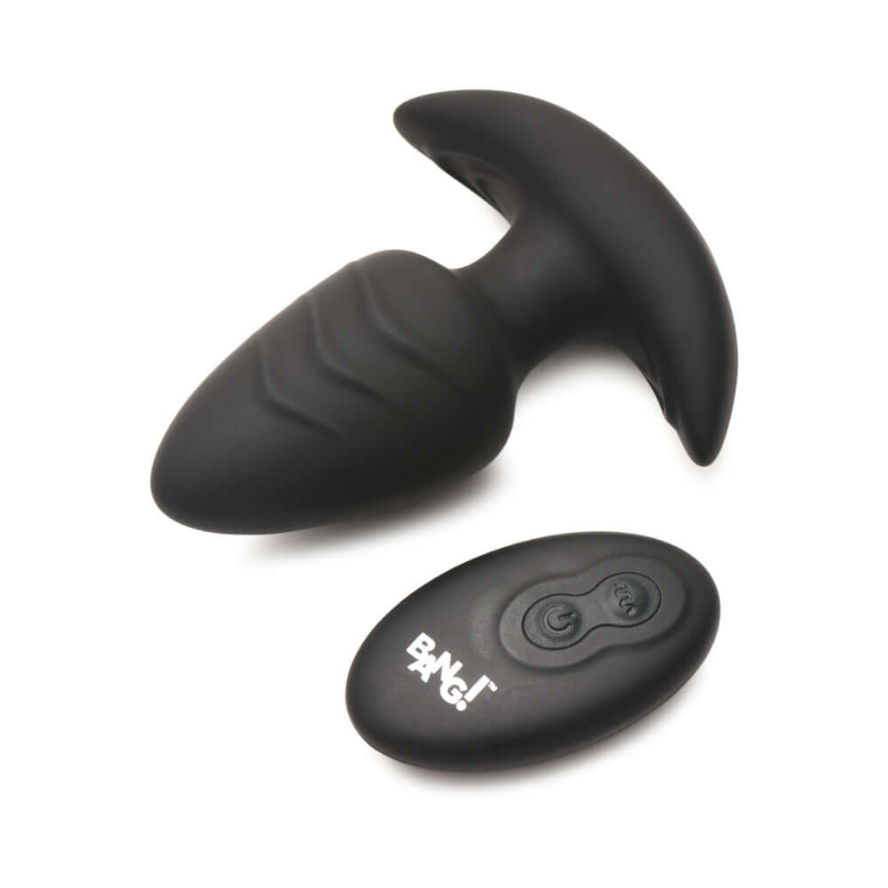 BANG! Rotating & Vibrating Silicone Butt Plug with Remote Black