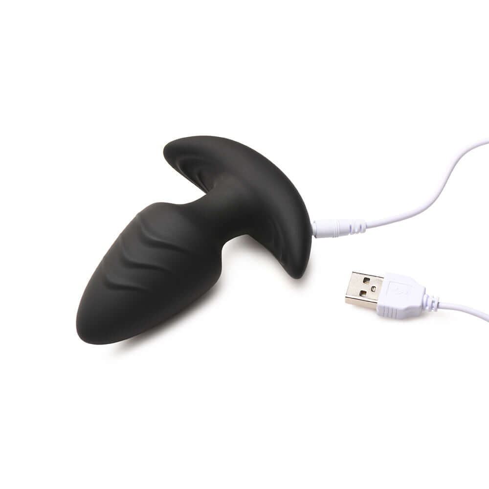 BANG! Rotating & Vibrating Silicone Butt Plug with Remote Black