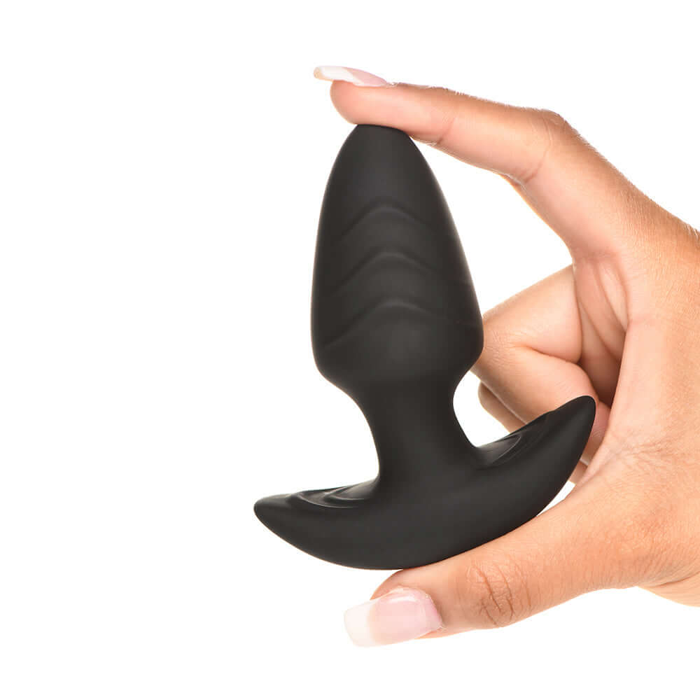 BANG! Rotating & Vibrating Silicone Butt Plug with Remote Black