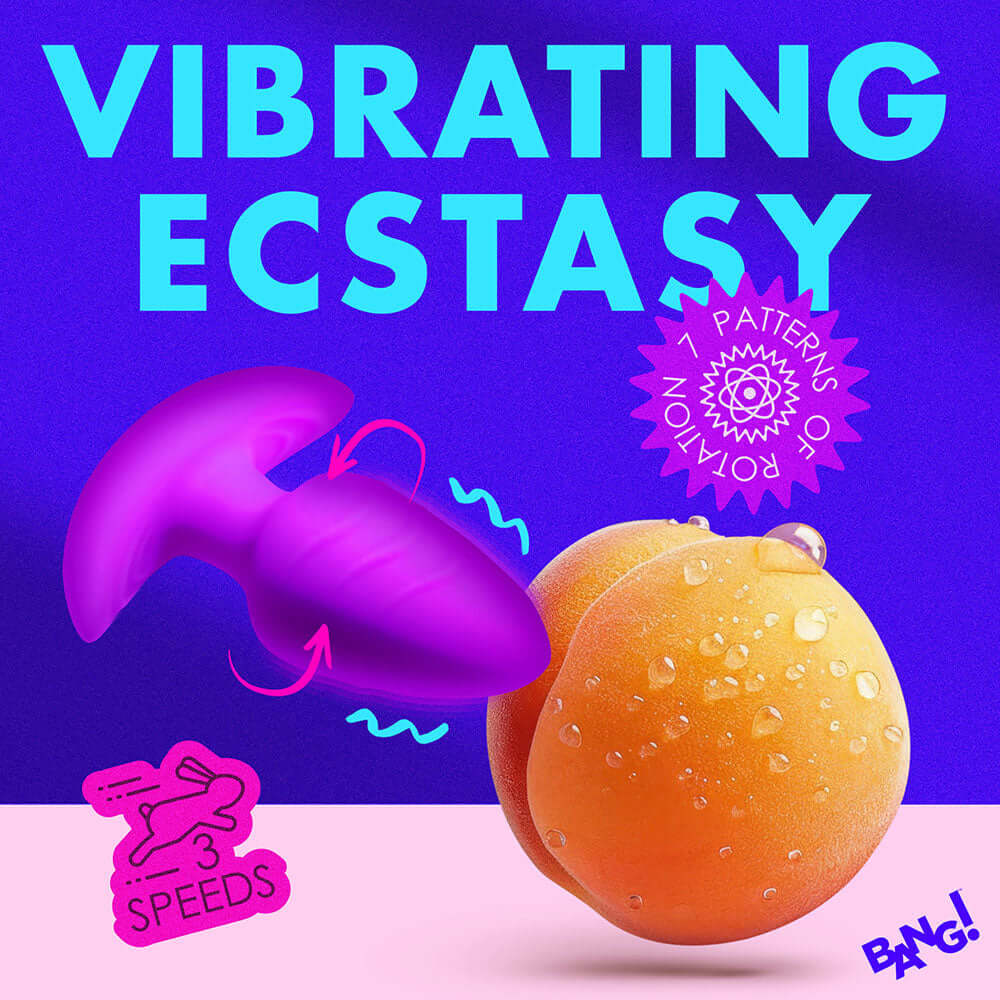 BANG! Rotating & Vibrating Silicone Butt Plug with Remote Purple