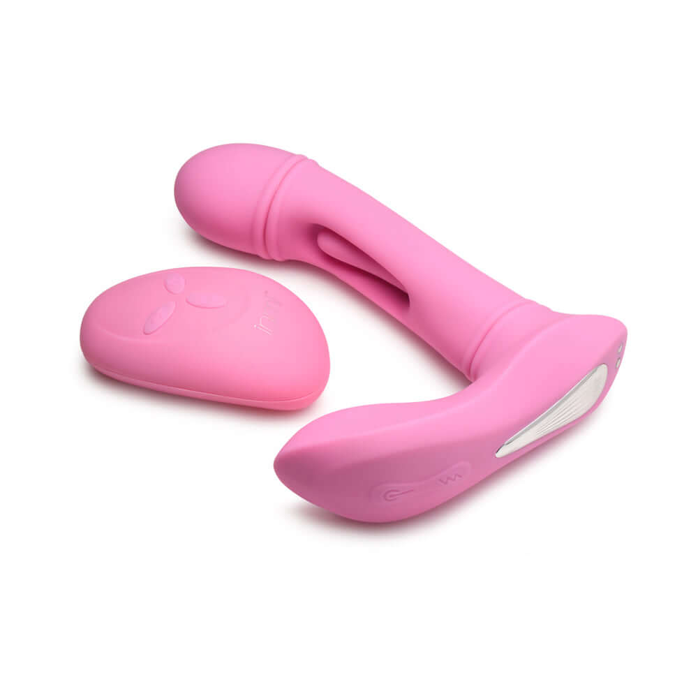 Flickers G-Flick Flicking G-Spot Rechargeable Silicone Vibrator with Remote Control - Pink