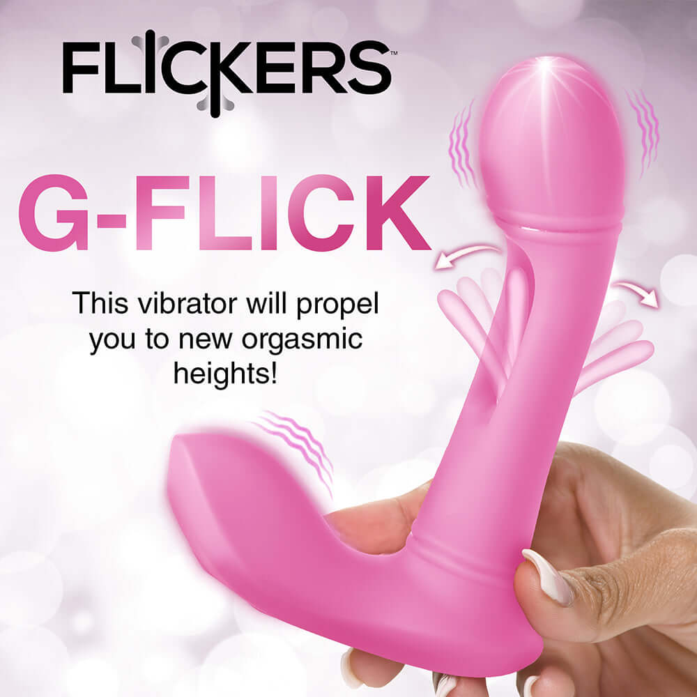 Flickers G-Flick Flicking G-Spot Rechargeable Silicone Vibrator with Remote Control - Pink