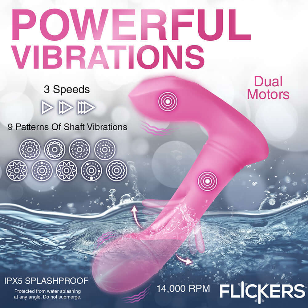 Flickers G-Flick Flicking G-Spot Rechargeable Silicone Vibrator with Remote Control - Pink