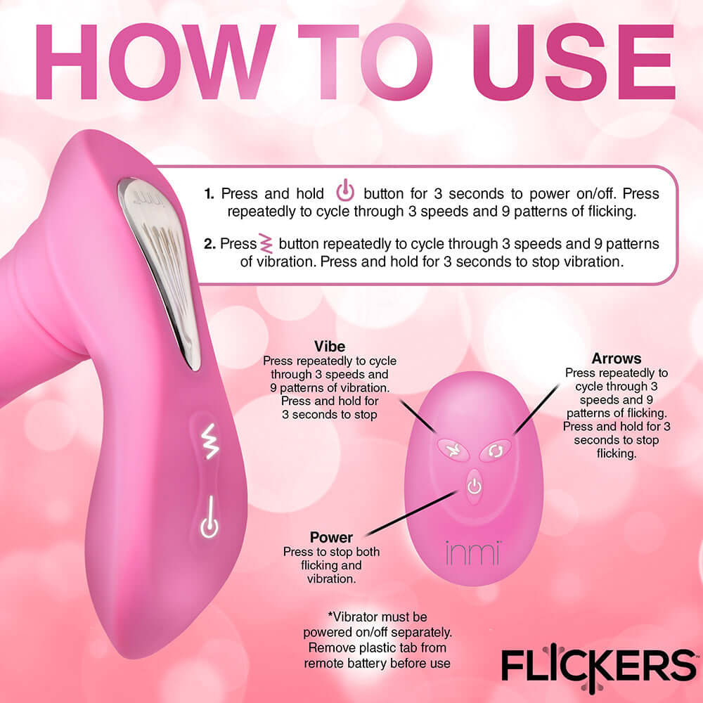 Flickers G-Flick Flicking G-Spot Rechargeable Silicone Vibrator with Remote Control - Pink