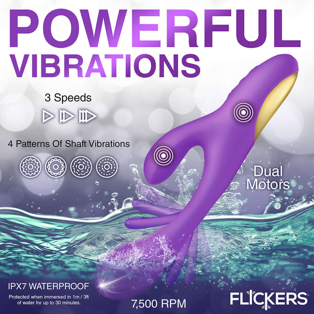 Flickers Tri-Flick Flicking Silicone Rabbit Vibrator
