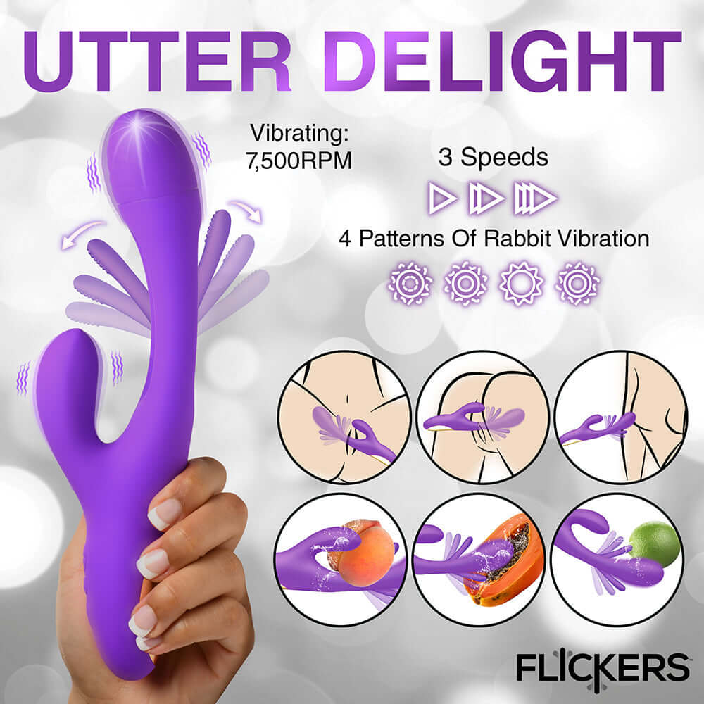 Flickers Tri-Flick Flicking Silicone Rabbit Vibrator