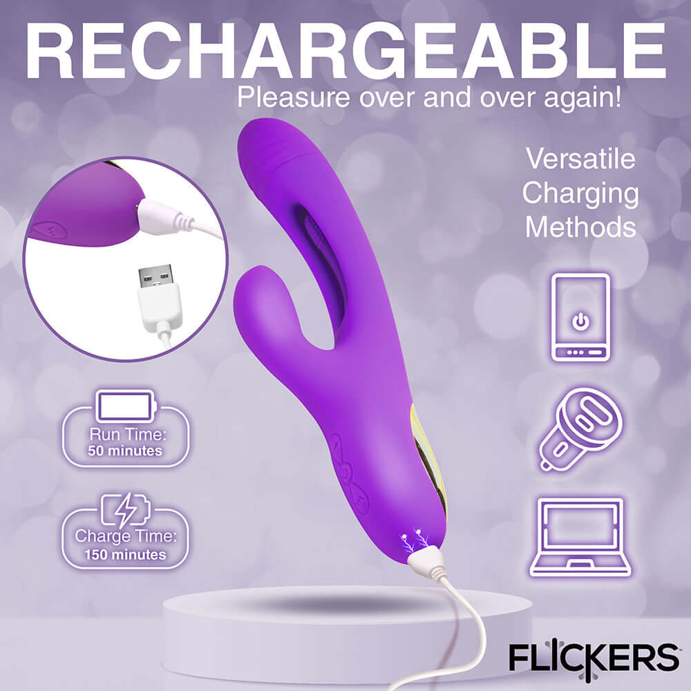 Flickers Tri-Flick Flicking Silicone Rabbit Vibrator