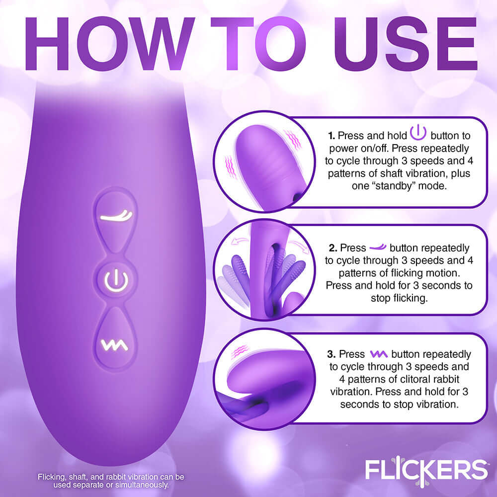 Flickers Tri-Flick Flicking Silicone Rabbit Vibrator